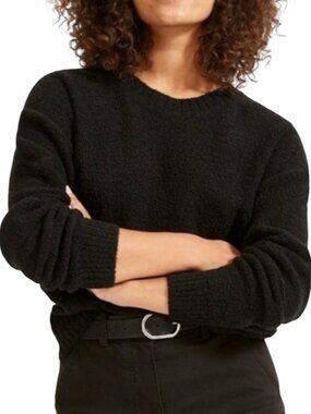 Everlane The Teddy Nubby Sweater Knit Top Crewneck Black S